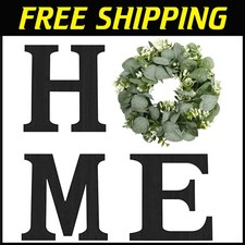 Eucalyptus Wreath Home Sign - Rustic Wood Letters Wall Decor