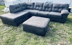 Gray Fabric Sectional Sofa 2-Piece w/ Ottoman, Cushions, Pillow Top Arms — photo 2