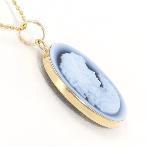 18K Yellow gold Necklace StoneCameo About3.0g About40cm Free shipping Used - Picture 2 of 5