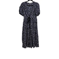 Women's Ulla Johnson Floral Print Midi Wrap Dress Size 4 Blue