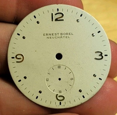 Vintage Swiss Men's Watch Dial Only Ernest Borel Neuchatel White Face Gold Color