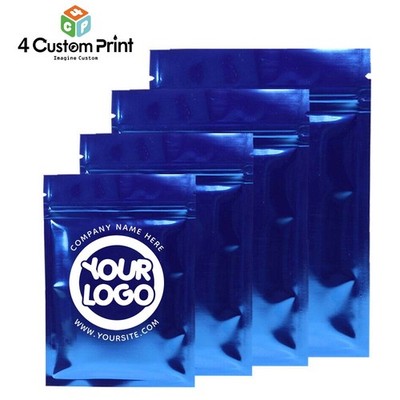 Custom Printed Flat Blue Metallic Mylar Printed Free Logo Design Zipper Package