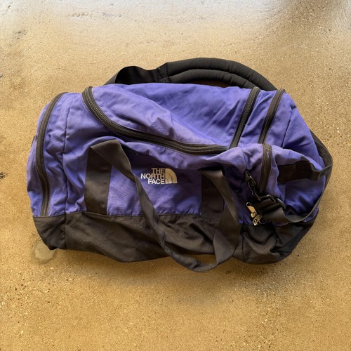 The North Face Purple Medium Duffel Bag Backpack Straps Gym Travel Nylon