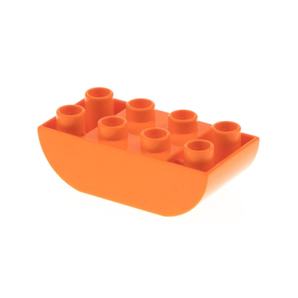 1x Lego Duplo Roof Tile 2x4 Orange Inverted Brick Double Curved 6005013 9822