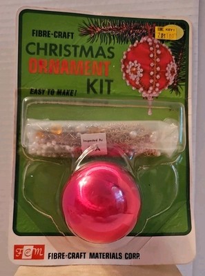 Vtg 1970'S FIBRE-CRAFT BEADED SATIN BALL CHRISTMAS TREE ORNAMENT KIT # 9112 NIP