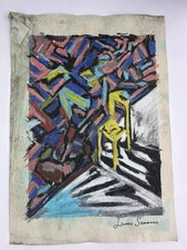 Lucas Samaras COA Art Painting Original Drawing Vintage Paper Signed