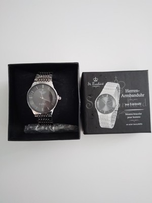 St. Leonhard Herren-Armbanduhr aus Edelstahl, spritzwassergeschützt (3 atm)