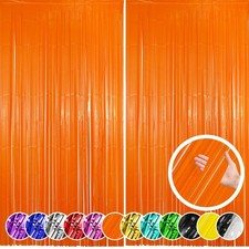 2 Pack Orange Fringe Backdrop Curtains, Orange Streamers Party Backdrop,...