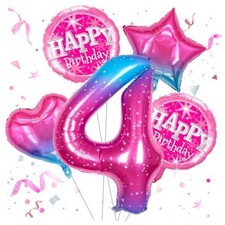 Gradient Color Balloon0-inch Foil Numberst Birthday Balloon Set, Suitable for 4
