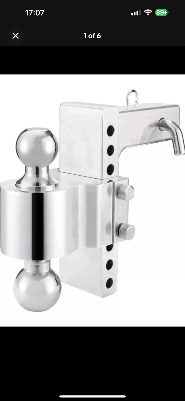 Maxxhaul 50246 6 Inch Drop 7"  Aluminum Adjustable Dual Ball Mount NEW