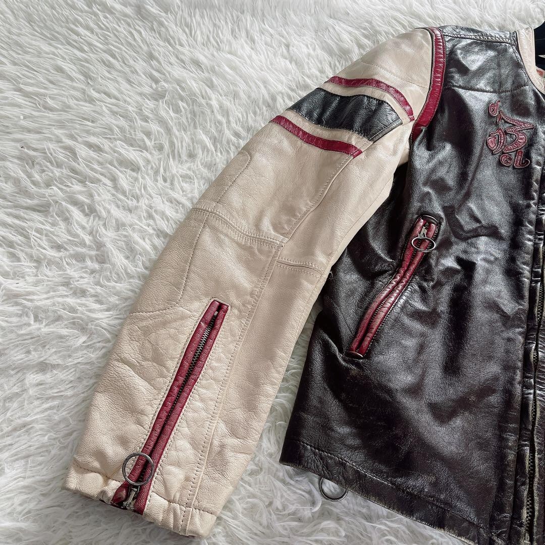 DIESEL 90s Racing Leather Jacket Single Riders Size M