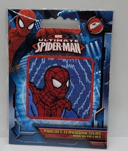 Disney Marvel Ultimate Spider-Man Iron-On Patch: Blue Comic Head Square New Ship - Picture 9 of 11