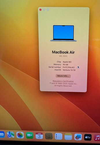 Apple MacBook Air 13,6" (M2, 16 Go RAM, SSD 256 Go) - 100 % bat - Argent - Comme neuf - Photo 6/9