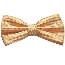 New Formal men's pre-tied bow tie polyester woven gold yellow plaids checkers