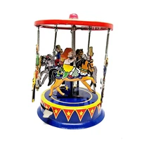 Schylling Horse Carousel Tin Metal Retro Push and Spin Toy