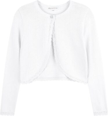 Mädchen TrendStitch weiß Langarm Strickjacke Bolero Achselzucken Pullover Alter 5-6