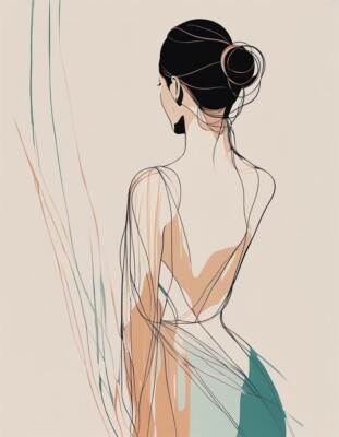 Digital Minimalist Line Art Woman Portrait - Modern Abstract Wall Art Print