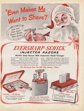 1949 EVERSHARP-SCHICK with CHRISTMAS SANTA CLAUS Original Magazine Ad