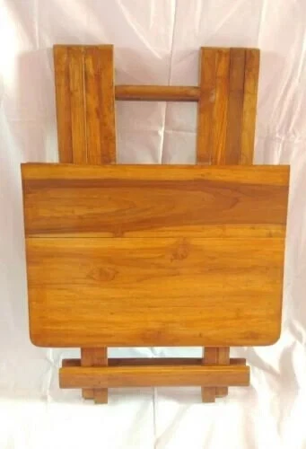 Elegant Luxury Folding Wooden Hand Polished Unique Design Stump Stool Side Table - Image 2 of 4