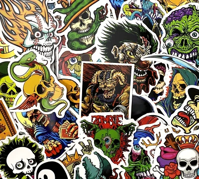 COOLSTICKS 50 Piece Random Monsters Skulls and Bones Scary Halloween Sticker Pack