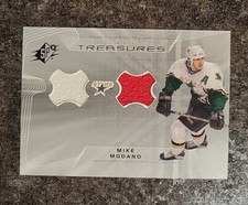 2001 02 SPX MIKE MODANO HOCKEY  TREASURES DUAL JERSEY HT-MO  MINT  LOW SHIPPING 
