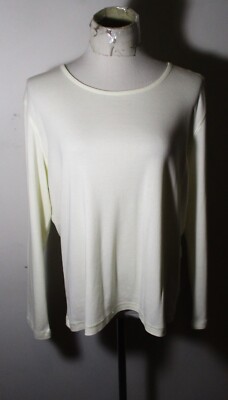 Women's AMBER SUN Beige Long Sleeve Cotton Top Size L NWOT