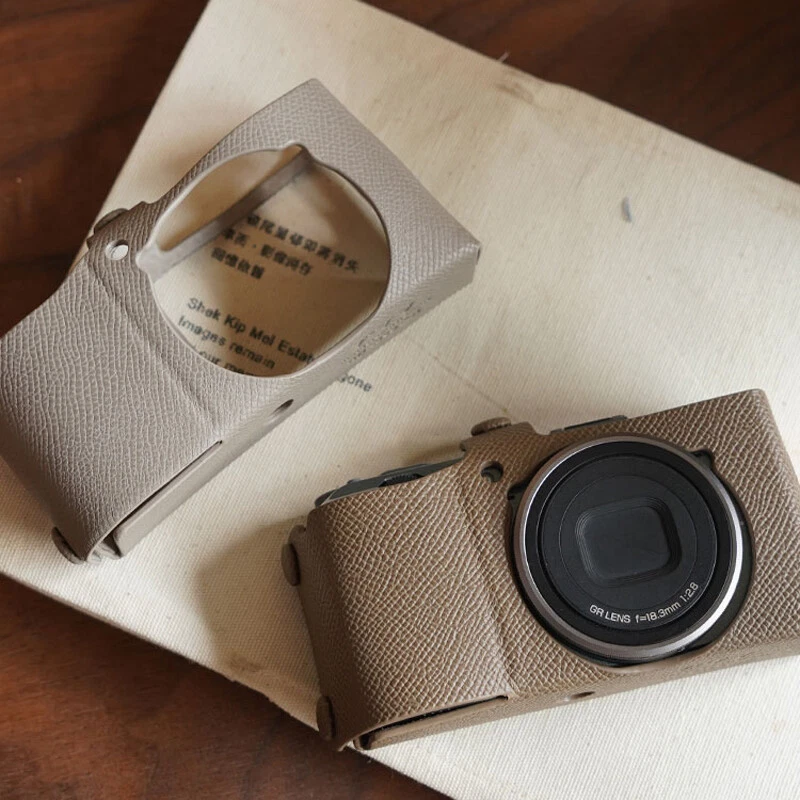 Fundas de cuero genuino hechas a mano para cámara bolsas portátiles funda apta para Ricoh GR3/GR3X Foto 2 de 4