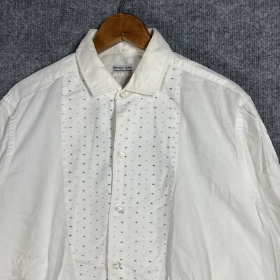 VINTAGE 20s 30s Dress Bib Shirt Mens Size 15.5 French Cuff White