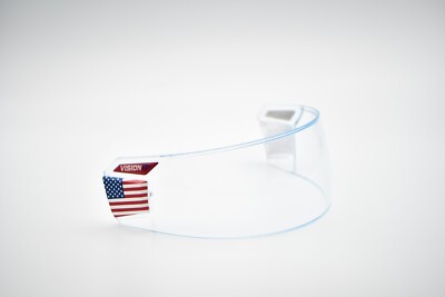 HIRO-3 Hockey Visor STRAIGHT-CUT w/  (Anti-Scratch/Anti-Fog) USA Flag-Caps