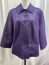 New Chico  s Size 2 Purple Shimmery Blazer Three Button Women Jacket