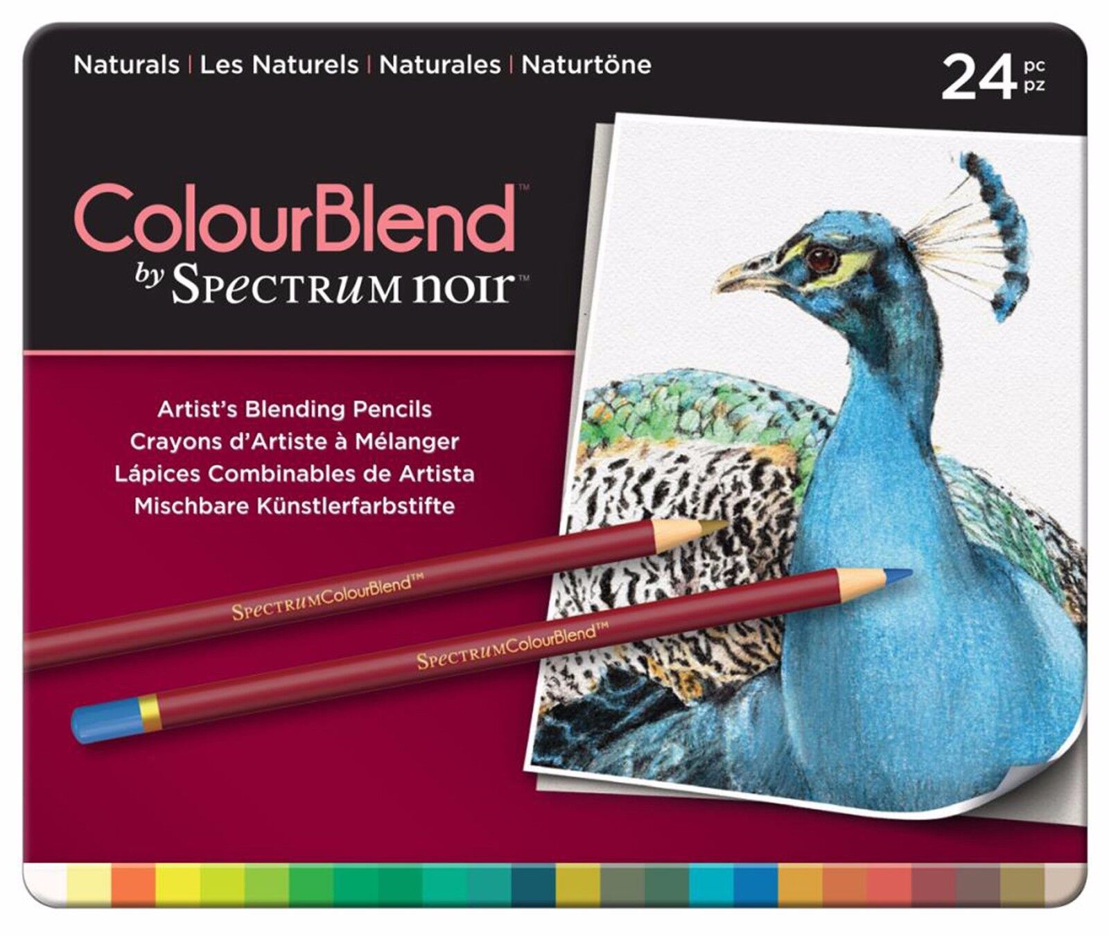 Professional Colored Pencils, 24 Colors Set Case NEW Spectrum Noir SPECCB-NAT24