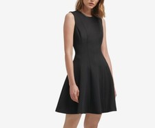 NEW DKNY Foundations Sleeveless Scuba LBD A Line Black Dress Womens S Orig 119