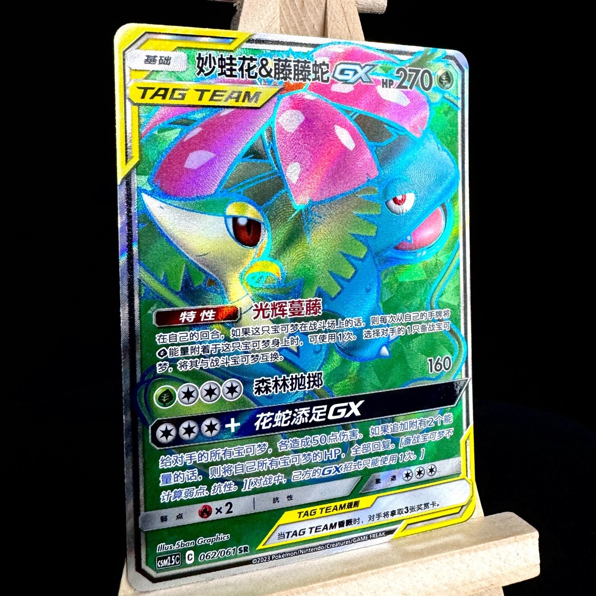 Pokemon S-Chinese Card Sun&Moon CSM2.5C-062 Venusaur & Snivy-GX SR