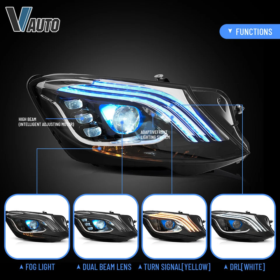 Faros LED VLAND Facelift actualización para Mercedes Benz Clase S Maybach 2014-17 Foto 3 de 4