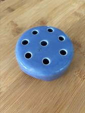 Antique Vintage Weller Pottery Blue Flower Frog Floral 8 Hole