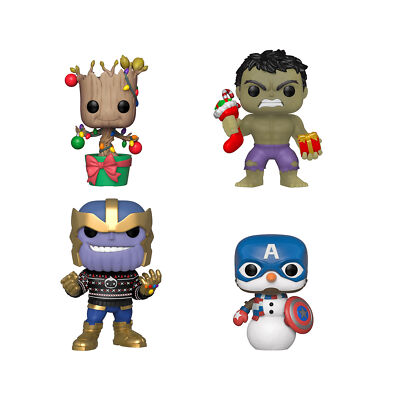 Funko Pop! 4-Pack: Marvel: Happy Holidays - Hulk / Groot / Cap Snowman / Thanos 