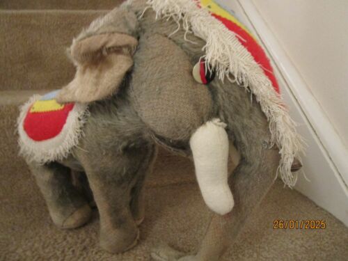 Antique, Vintage, Merrythought, mohair, threadbare Elephant soft toy - Picture 5 of 7