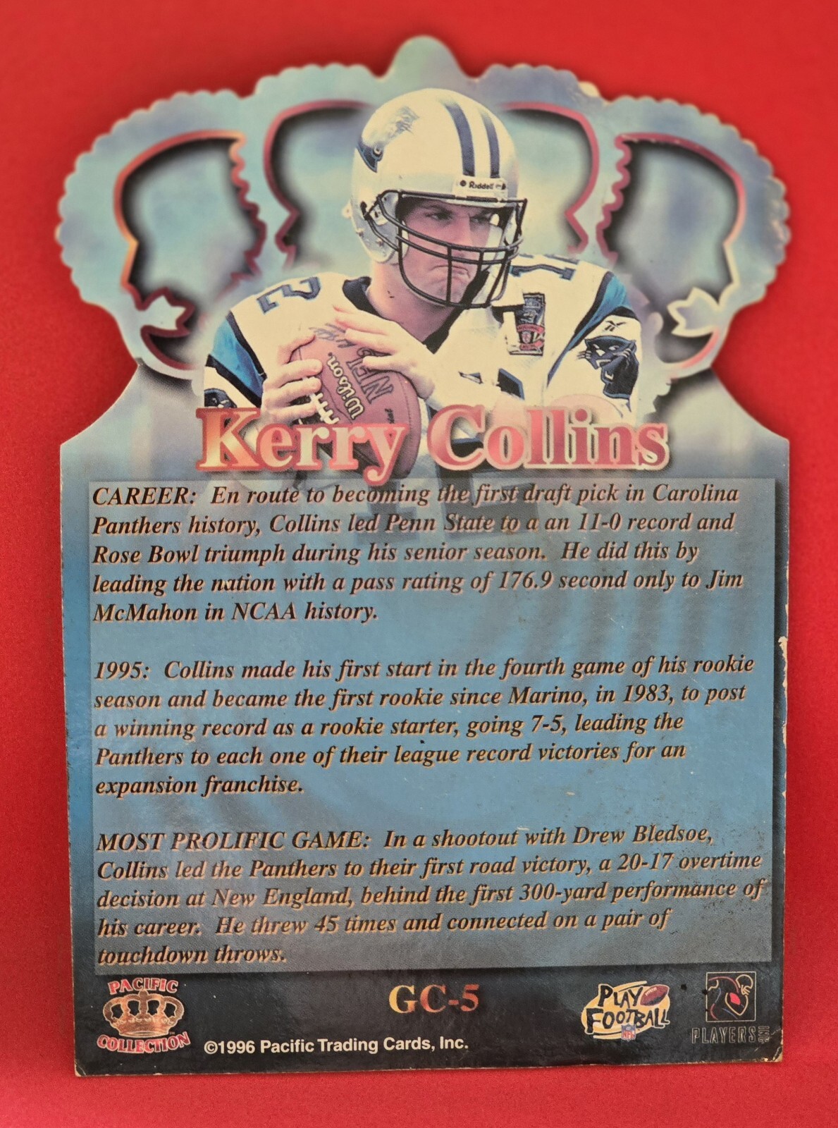 1996 🏈 Kerry Collins Starting Lineup, QB Panthers and 1996 Pacific Card #GC5 thumbnail 6