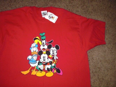 Vintage 90s DISNEY MICKEY & CO gang Pink made in USA Shirt XL NEW 