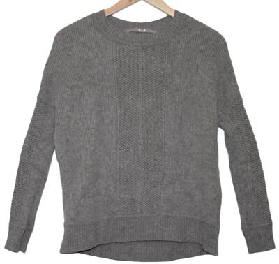 Womens Athleta Gray Knit Wool Cashmere Long Sleeve Crew Neck Sweater Size XXS