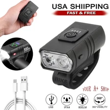 USB Rechargeable LED Bicycle Headlight Bike Front Rear Light Cycling Lamp Set