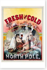 F. Klemm Fresh And Cold North Pole Lager Beer Polar Bears Retro 1877 Poster 
