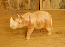 Wooden Rhinoceros Rhino Carving - Hand Carved Rhino Carving - 20cm