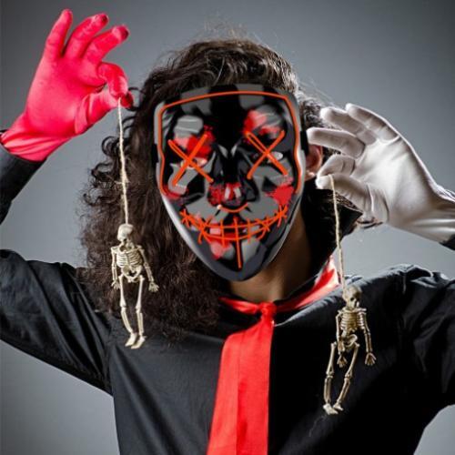 Wireless LED Purge Mask Glowing Neon Cosplay for Halloween Party - Picture 10 of 21
