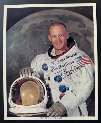 Apollo 11 Astronauts Single Signed Photo x3 Armstrong Aldrin Collins JSA LOA
