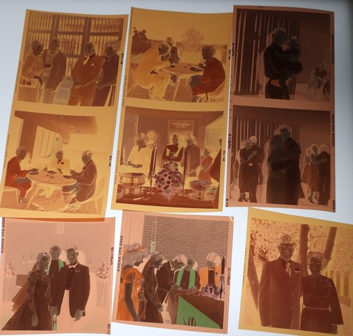 #47 Lot 99 Vtg COLOR Snapshot Photo NEGATIVES Family WEDDING Party Ceremony - Picture 2 of 17