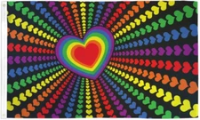 Rainbow Hearts Flag 3x5ft Rainbow Pride Flag LGBT LGBTQIA 100D FABRIC X1