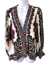 Farm Rio Flower Tapestry Popover Blouse Sz X Small EUC