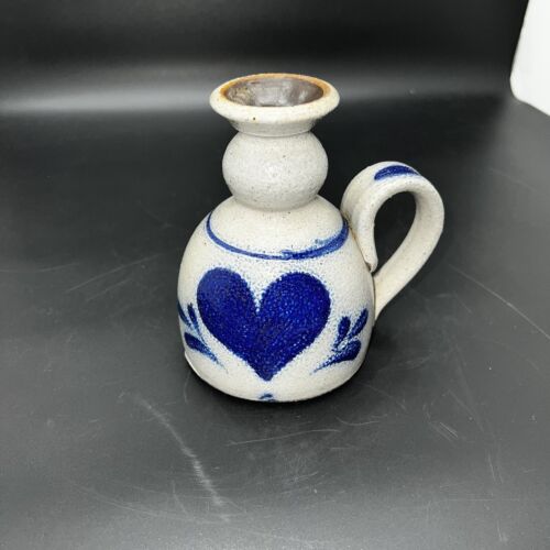 Vintage 1985 Cambridge Rowe Pottery Salt Glazed Stoneware Candle Holder - Picture 1 of 7