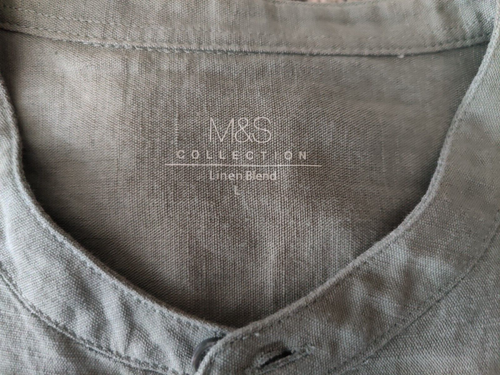 MEN'S MARKS AND SPENCER COTTON/ LINEN BLEND SHORT SLEEVED SHIRT- UK SIZE L - Picture 5 of 12